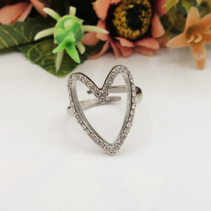 MANDY - ACCIAIO INOSSIDABILE ~ Anello regolabile con cubic zirconia a forma di cuore