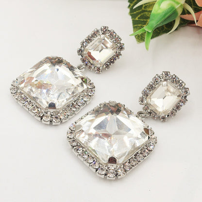 ARIEL SQUARE - Orecchini pendenti con pietre sfaccettate e Cubic Zirconia