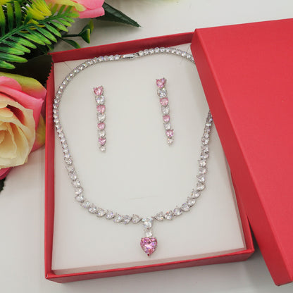 BOX CHANTELLE HEART  Collier Tennis + Orecchini pendenti