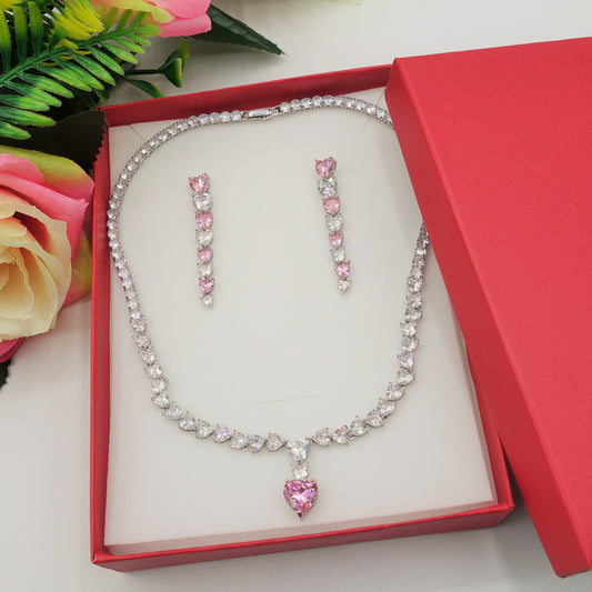 BOX CHANTELLE HEART  Collier Tennis + Orecchini pendenti