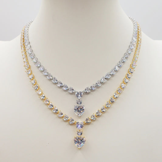CHANTELLE HEART - col.crystal -  Collier Tennis - Collana con Cubic Zirconia a forma di cuore e pendente