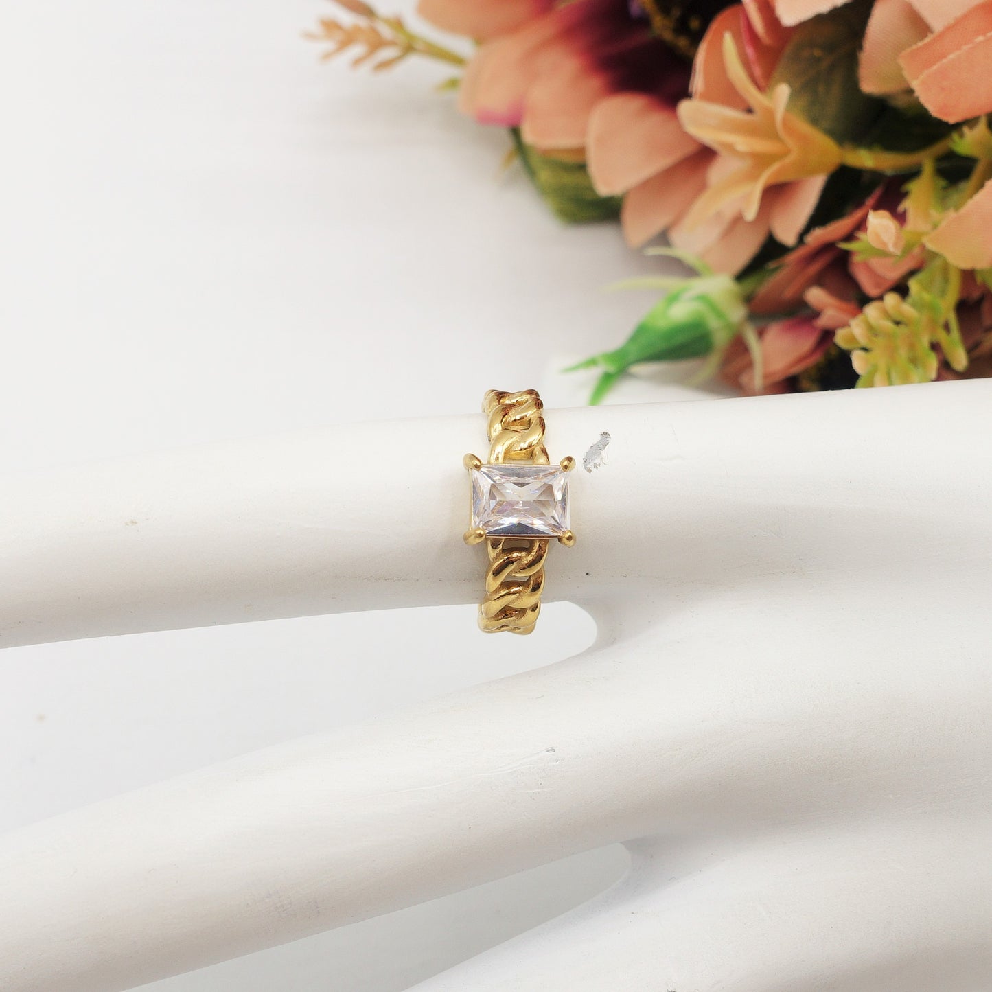 ESMERALDA ~ Anello regolabile in ACCIAIO INOSSIDABILE con pietra