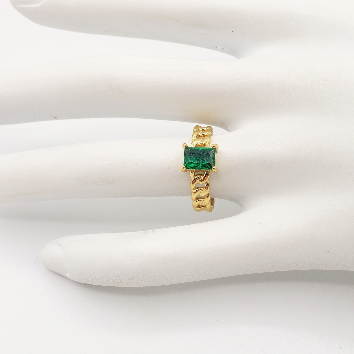 ESMERALDA ~ Anello regolabile in ACCIAIO INOSSIDABILE con pietra