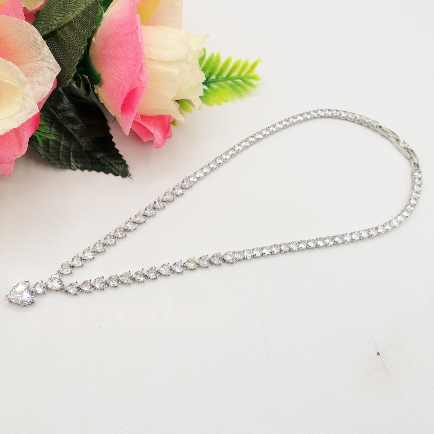 CHANTELLE HEART - col.crystal -  Collier Tennis - Collana con Cubic Zirconia a forma di cuore e pendente