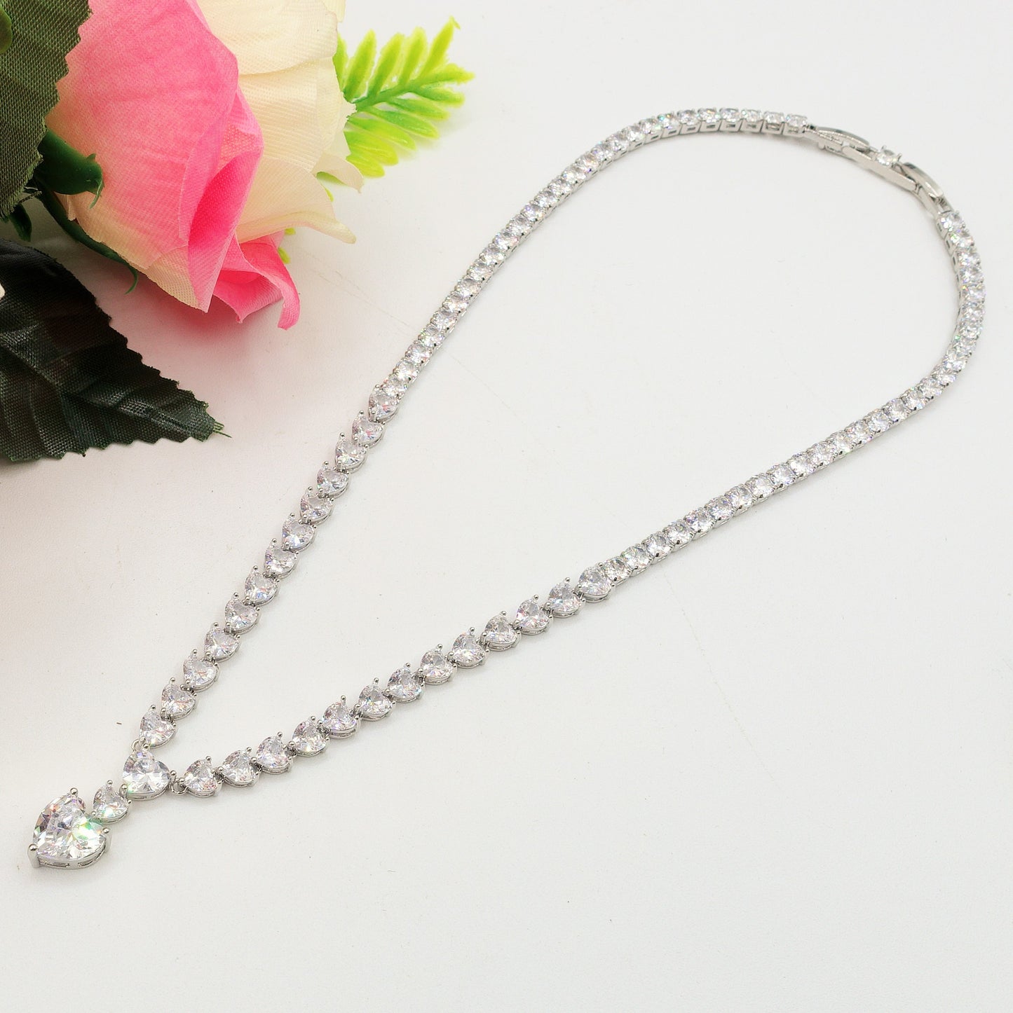 CHANTELLE HEART - col.crystal -  Collier Tennis - Collana con Cubic Zirconia a forma di cuore e pendente