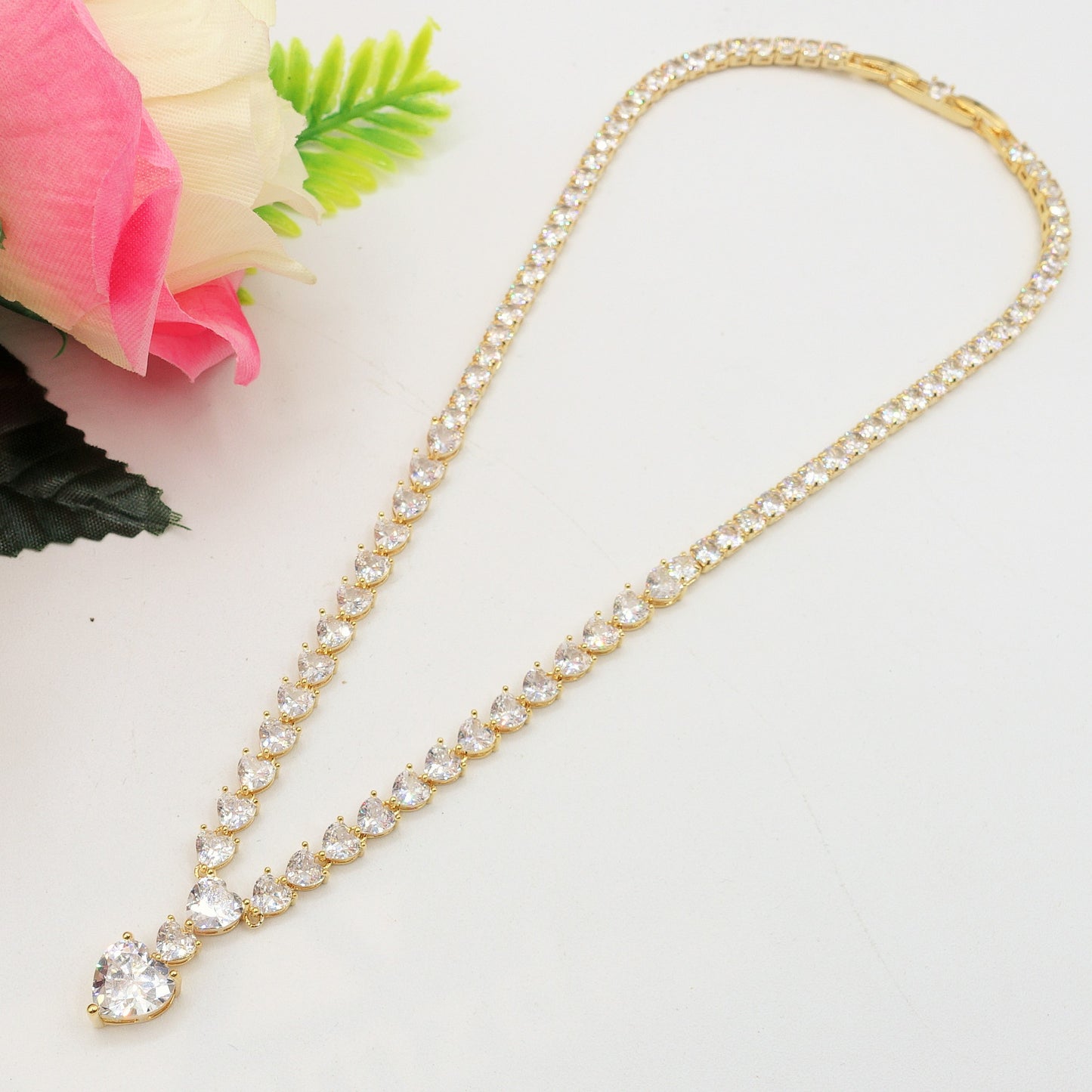 CHANTELLE HEART - col.crystal -  Collier Tennis - Collana con Cubic Zirconia a forma di cuore e pendente