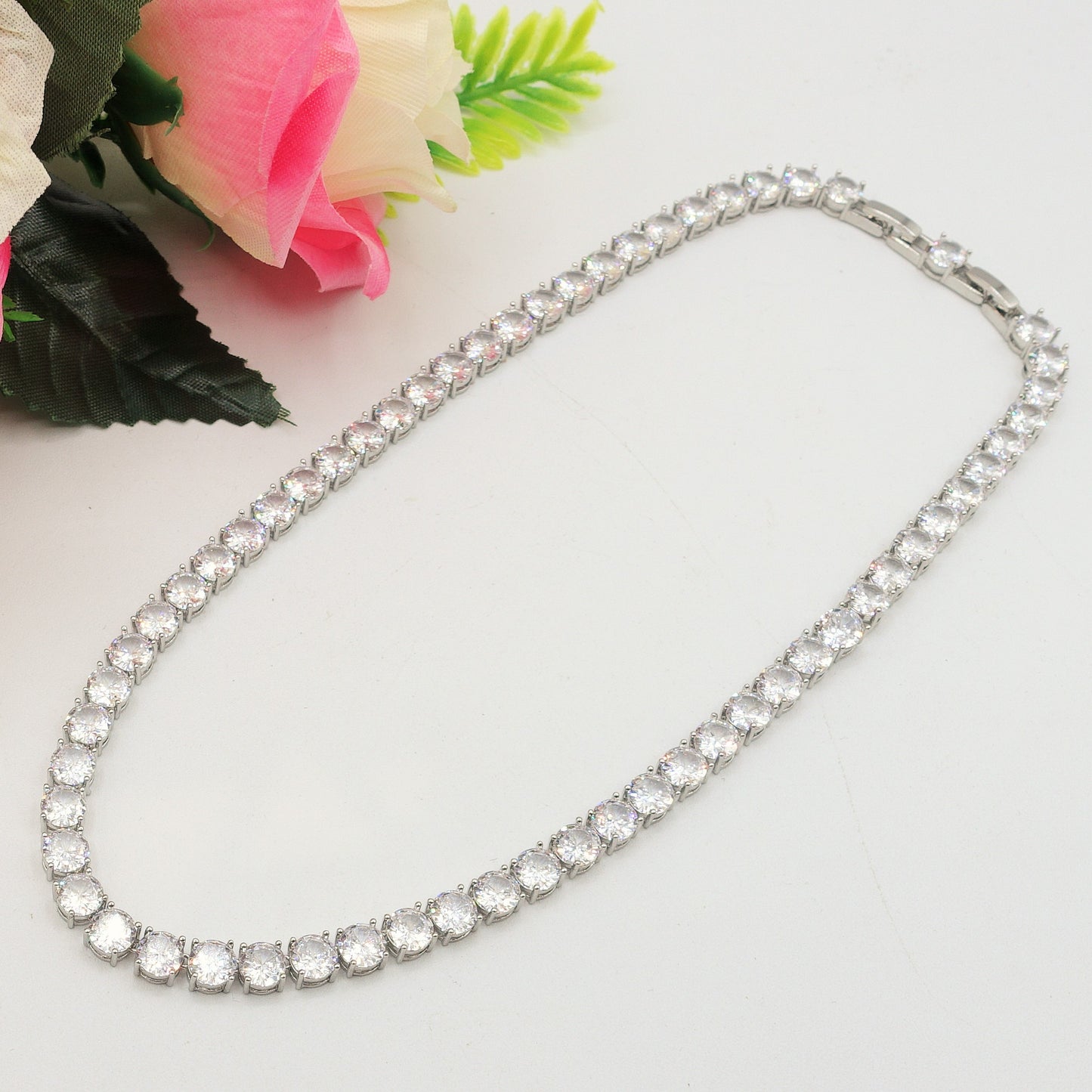 MELANIE LUXE -  Collier Tennis - Collana con Cubic Zirconia rotondi