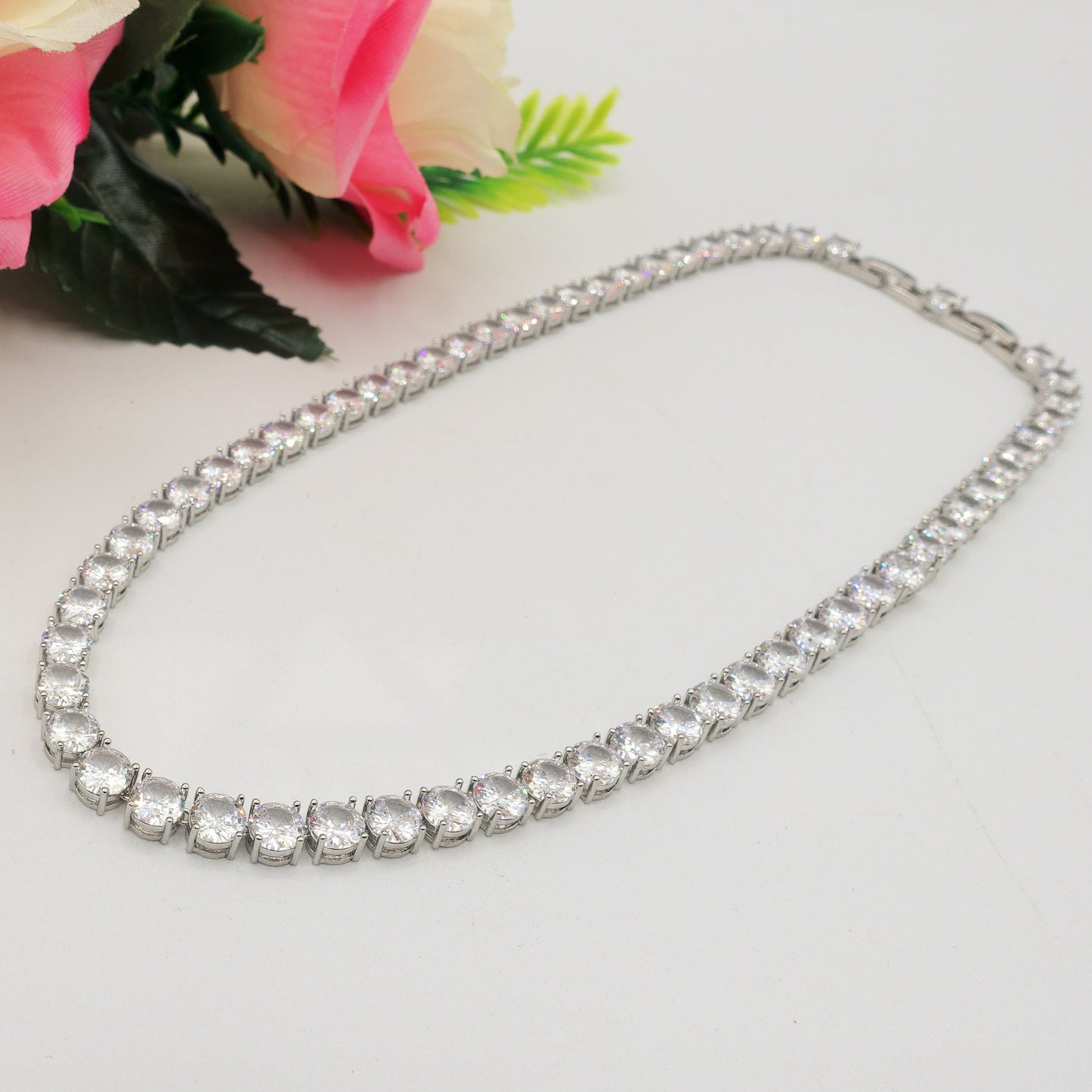 MELANIE LUXE -  Collier Tennis - Collana con Cubic Zirconia rotondi
