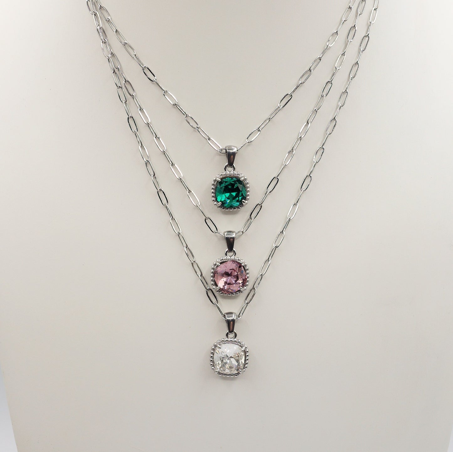 MILA - ACCIAIO INOSSIDABILE- collana con pendente pietra in cubic zirconia