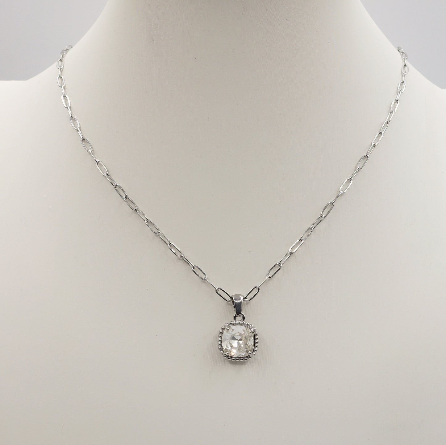 MILA - ACCIAIO INOSSIDABILE- collana con pendente pietra in cubic zirconia