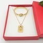 LOCKED LOVE ~ Acciaio Inossidabile - SET Bracciale lucchetto e collana