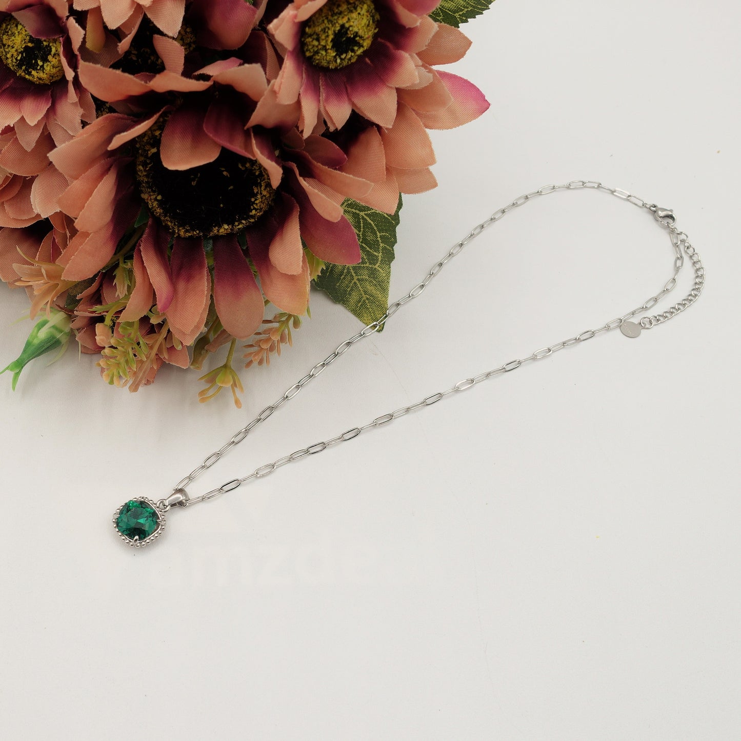 MILA - ACCIAIO INOSSIDABILE- collana con pendente pietra in cubic zirconia