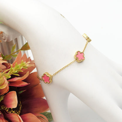 LILY ~ Bracciale flowers in pietra dura e ACCIAIO inossidabile