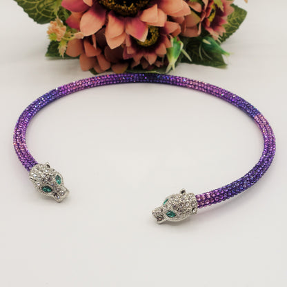 KALI CHOKER ~ Girocollo snodato a pantera con cubic zirconia