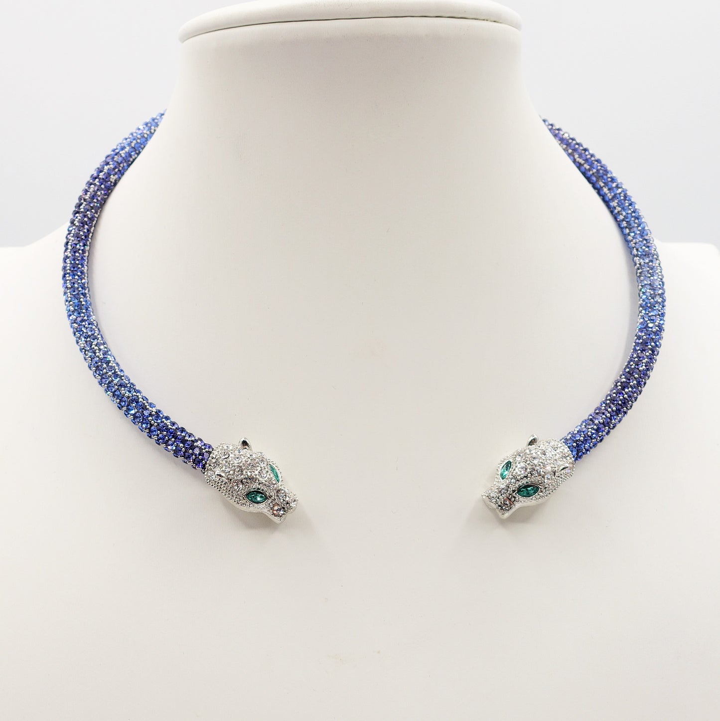 KALI CHOKER ~ Girocollo snodato a pantera con cubic zirconia
