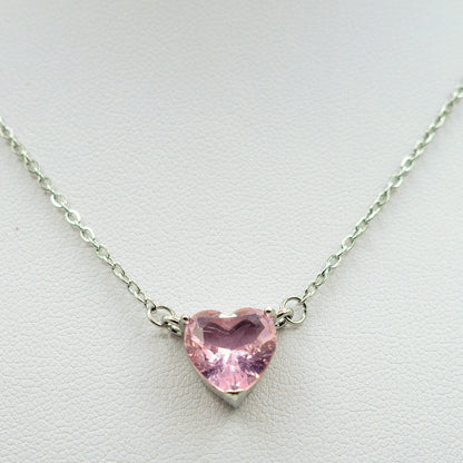 VICTORIA~ ACCIAIO INOSSIDABILE -Collana Cuore Solitario in cubic zirconia