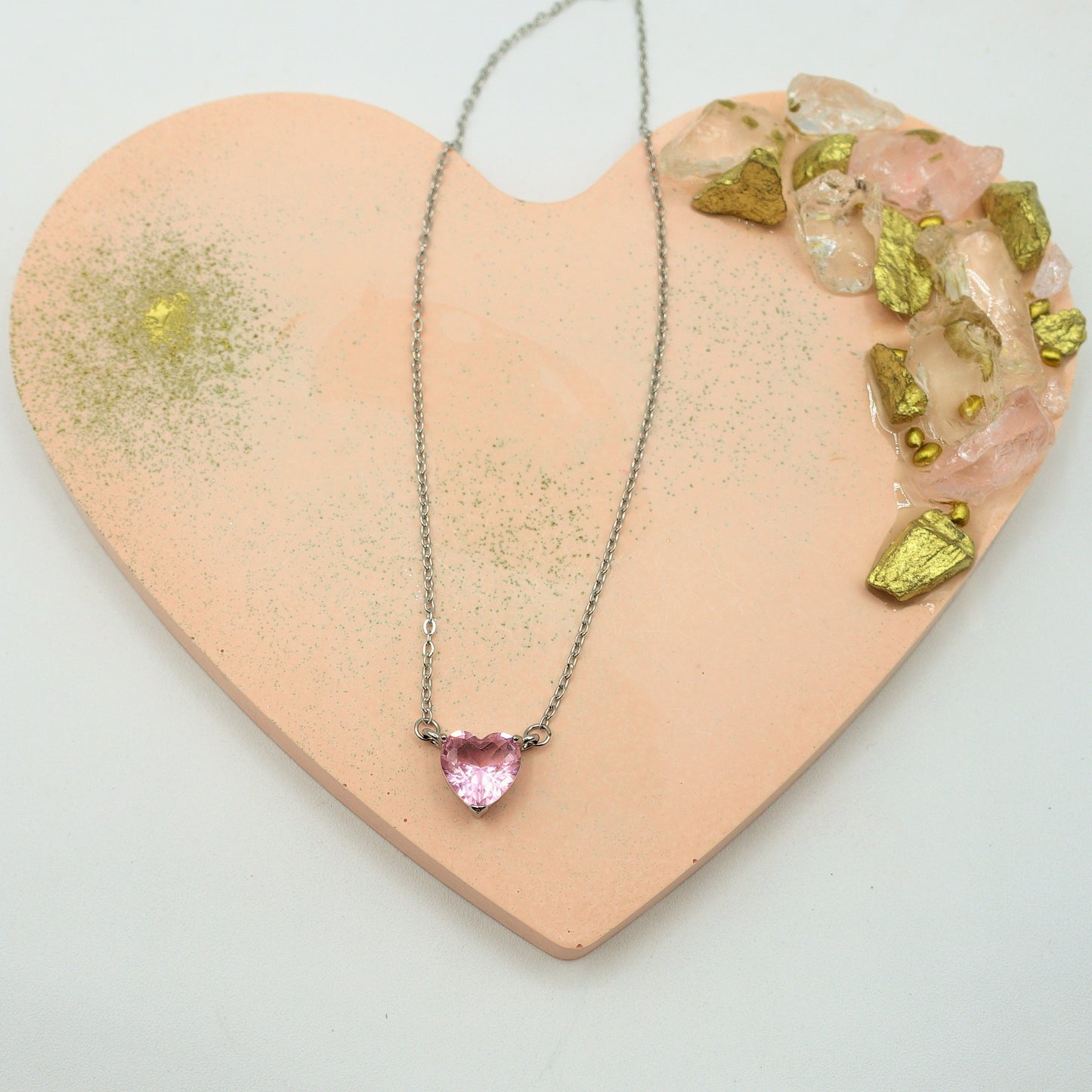 VICTORIA~ ACCIAIO INOSSIDABILE -Collana Cuore Solitario in cubic zirconia