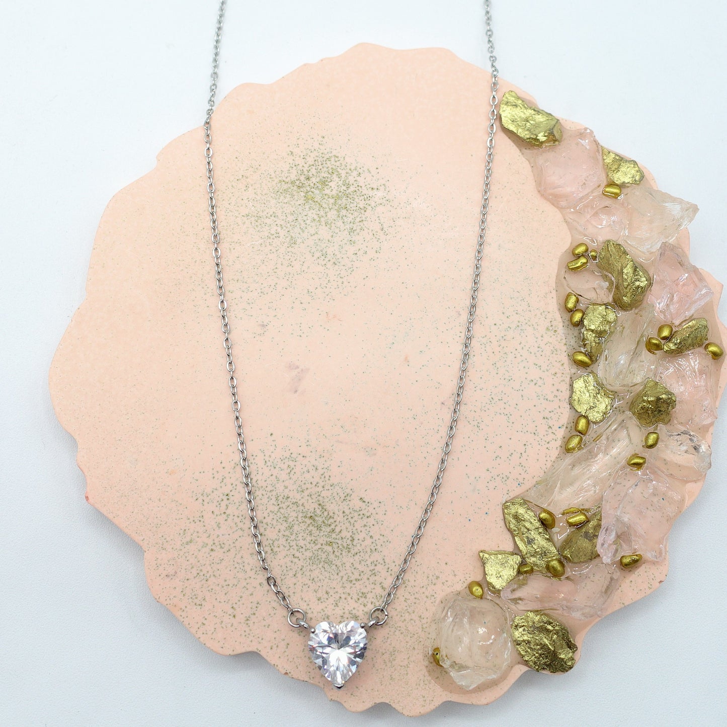 VICTORIA~ ACCIAIO INOSSIDABILE -Collana Cuore Solitario in cubic zirconia