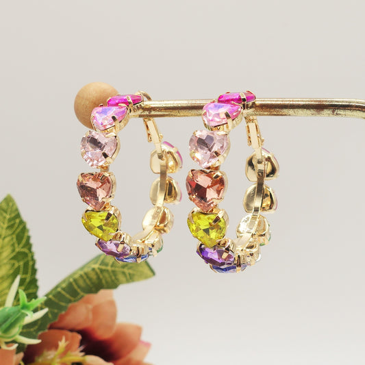 LUCE Hearts RAINBOW Hoops - Orecchini a cerchio con pietre sfaccettate