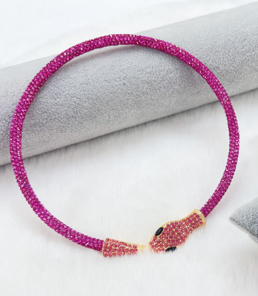 KAA CHOKER ~ Girocollo snodato a serpente con cubic zirconia