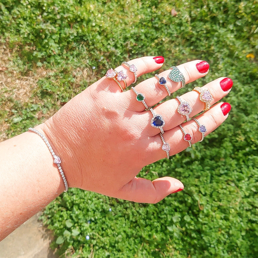 BLAIR ~ Anello a cuore con Cubic Zirconia- Regolabile