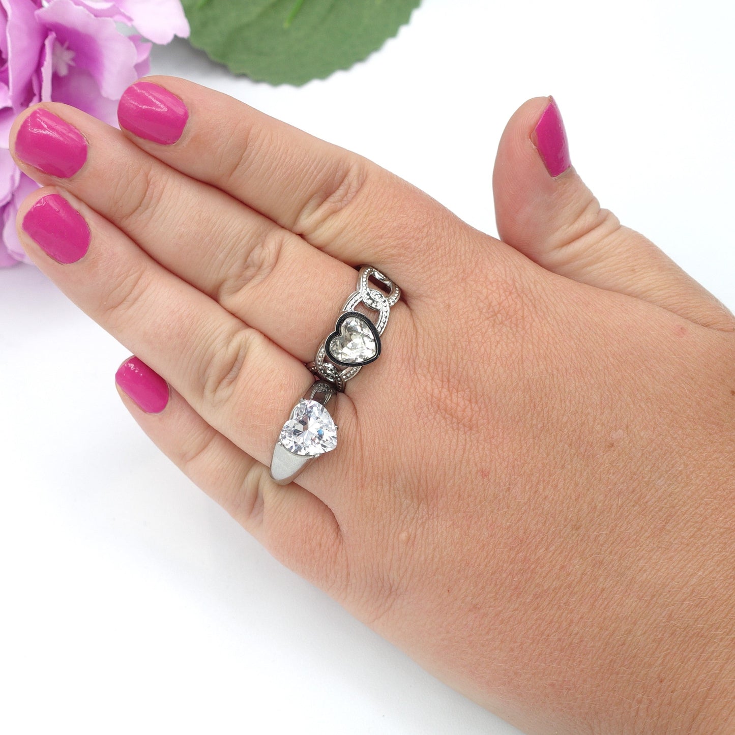 Isabelle - Acciaio Inossidabile~ anello chevalier cubic zirconia a cuore