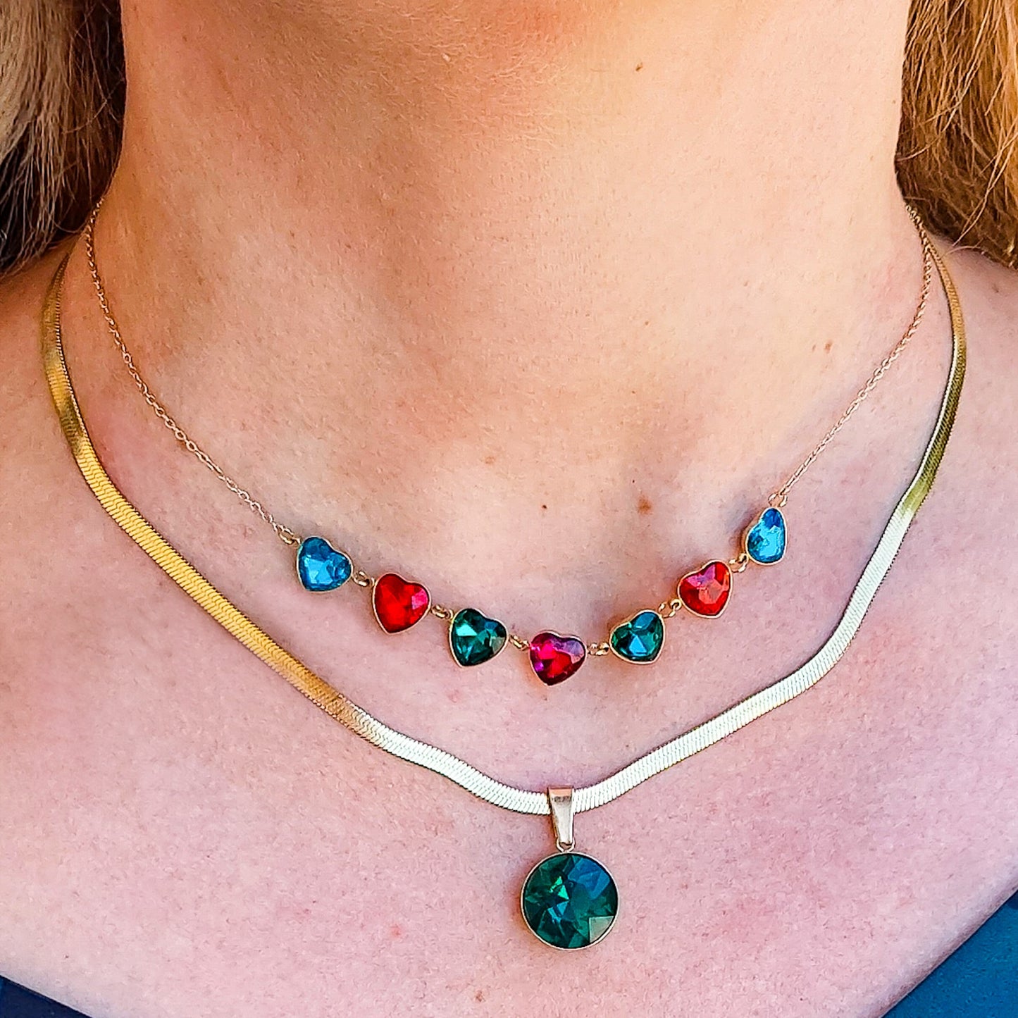 ELEONOR LUCE ~ COLLANA ACCIAIO INOSSIDABILE con pendente in cristallo