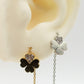 SHINY CLOVER - ACCIAIO inossidabile ~ Paio Orecchini filo pendenti con cubic zirconia - saliscendi