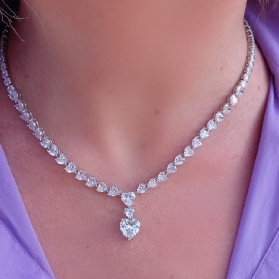 CHANTELLE HEART - col.crystal -  Collier Tennis - Collana con Cubic Zirconia a forma di cuore e pendente