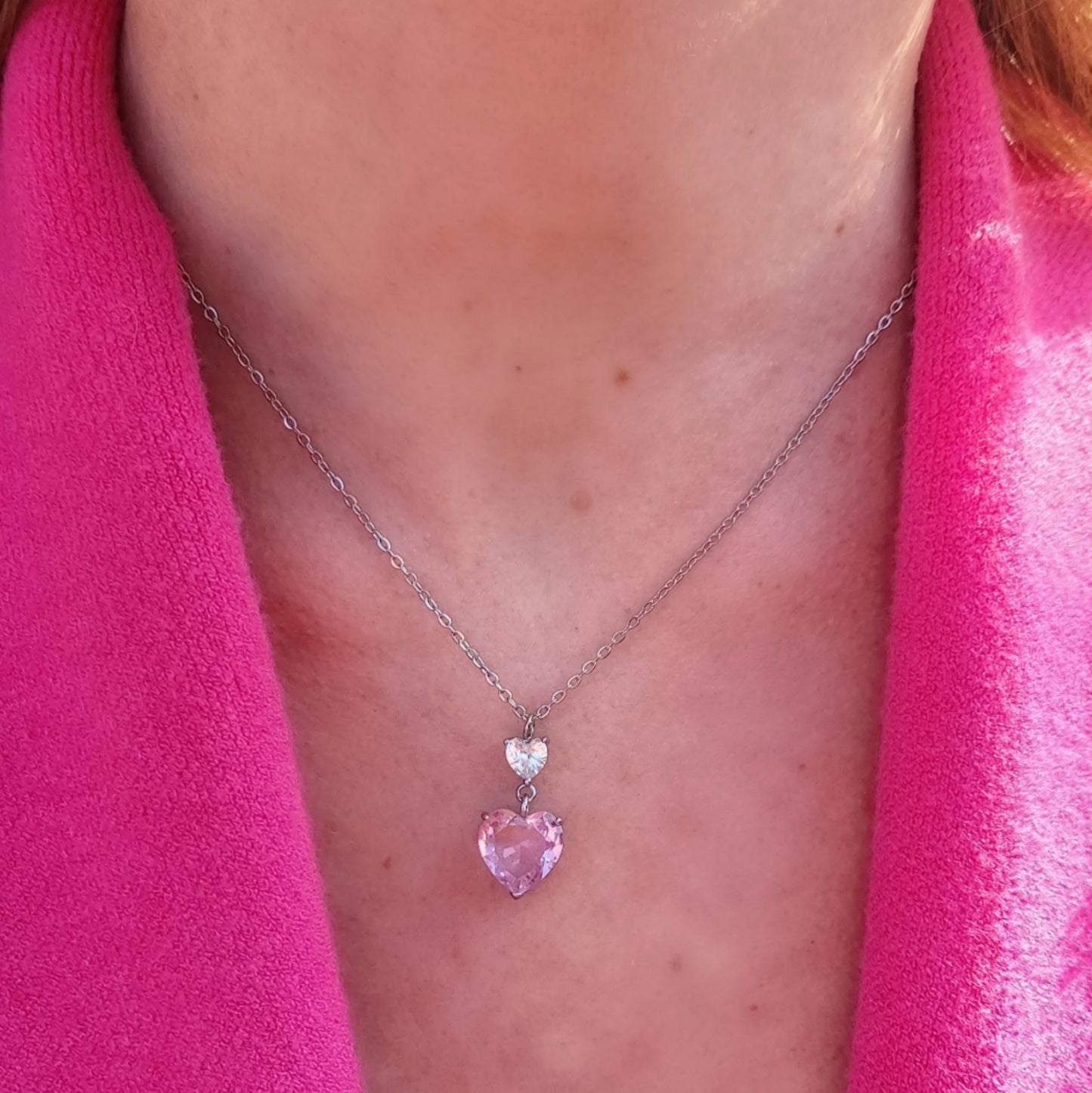 CHANTELLE PENDANT - ACCIAIO INOSSIDABILE - Collana con cuori in cubic zirconia