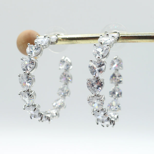 CHERIE RAINBOW - Big hoops xl- orecchini a cerchio con cubic zirconia a forma di cuore