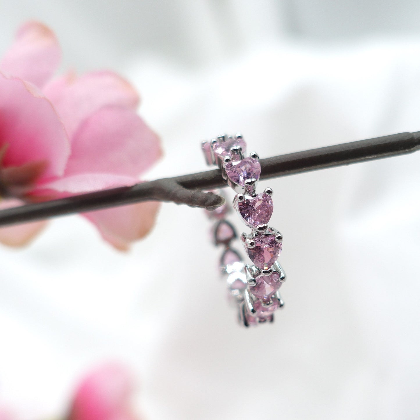 JENNY-Anello regolabile in Cubic Zirconia a forma di Cuore