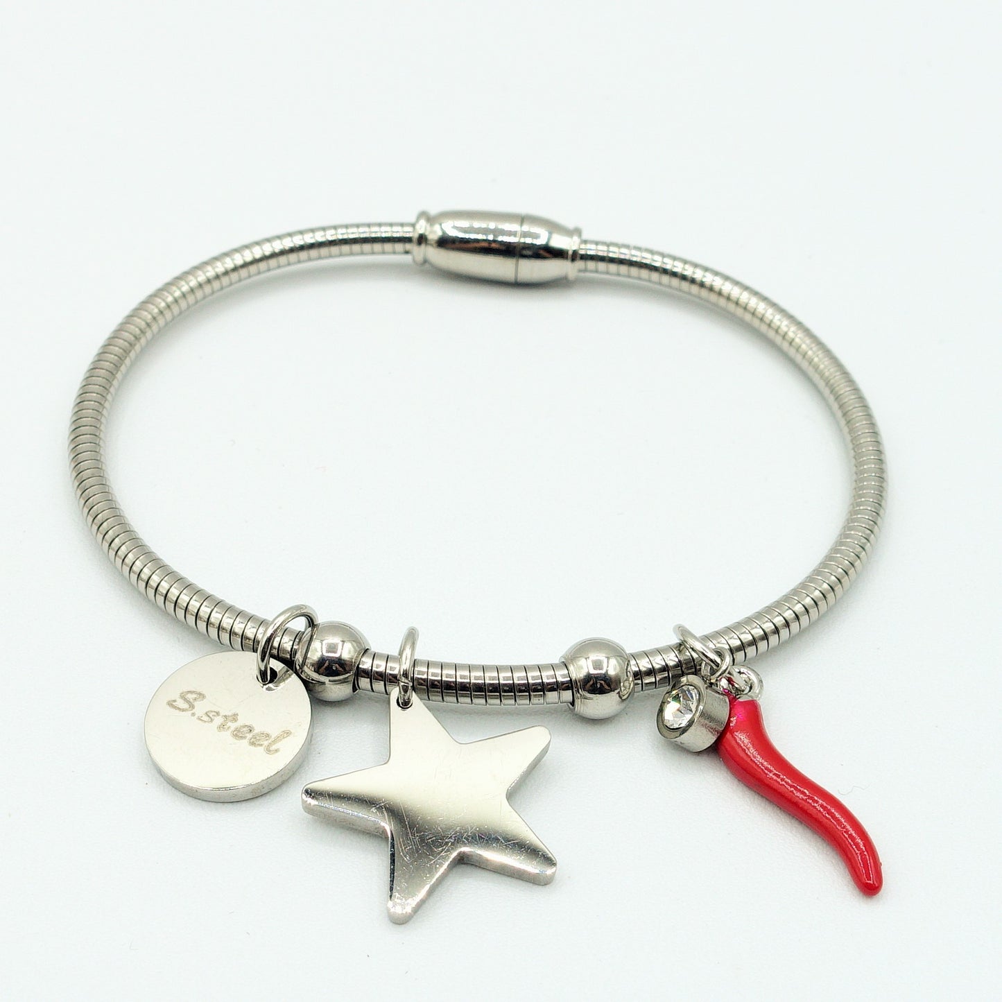 EMMA~ Bracciale magnetico con ciondoli in ACCIAIO INOSSIDABILE