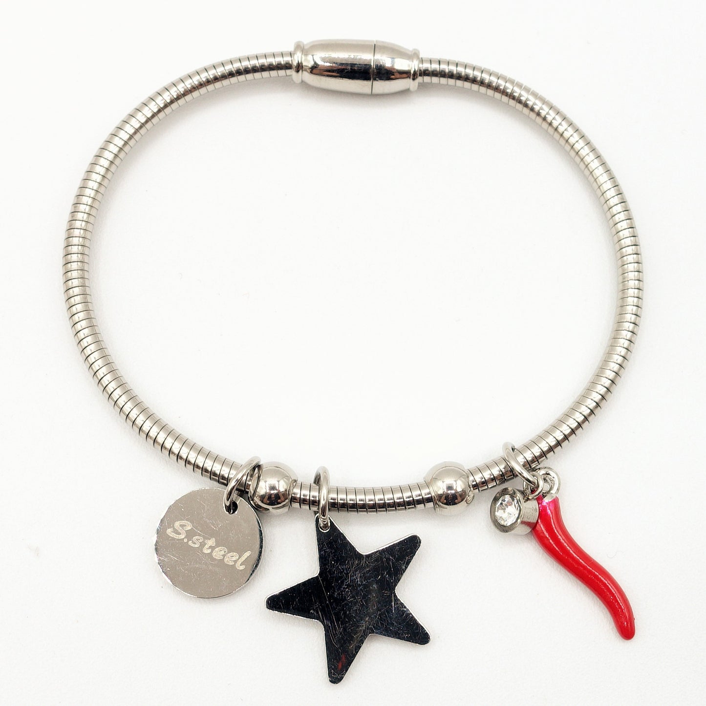 EMMA~ Bracciale magnetico con ciondoli in ACCIAIO INOSSIDABILE