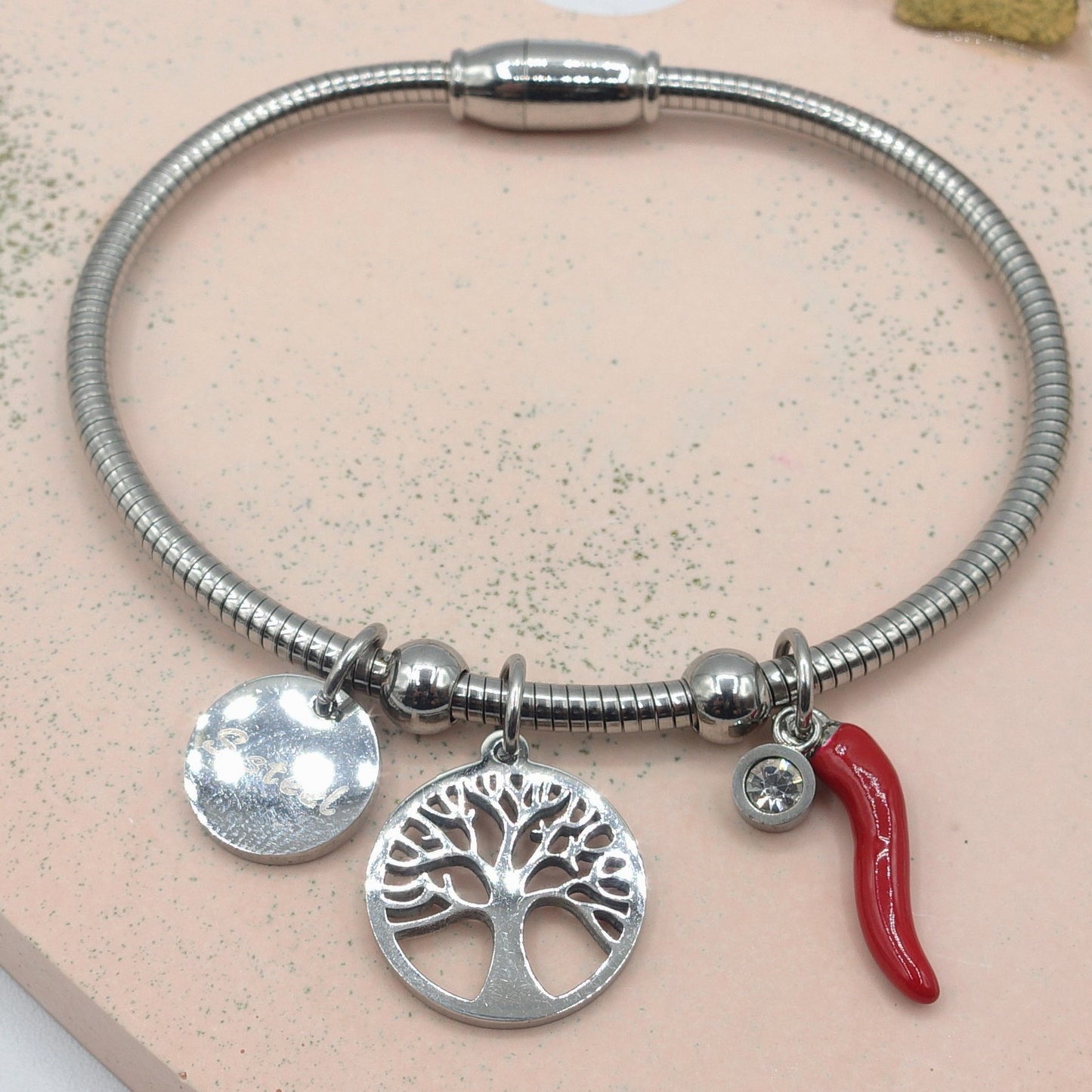 EMMA~ Bracciale magnetico con ciondoli in ACCIAIO INOSSIDABILE