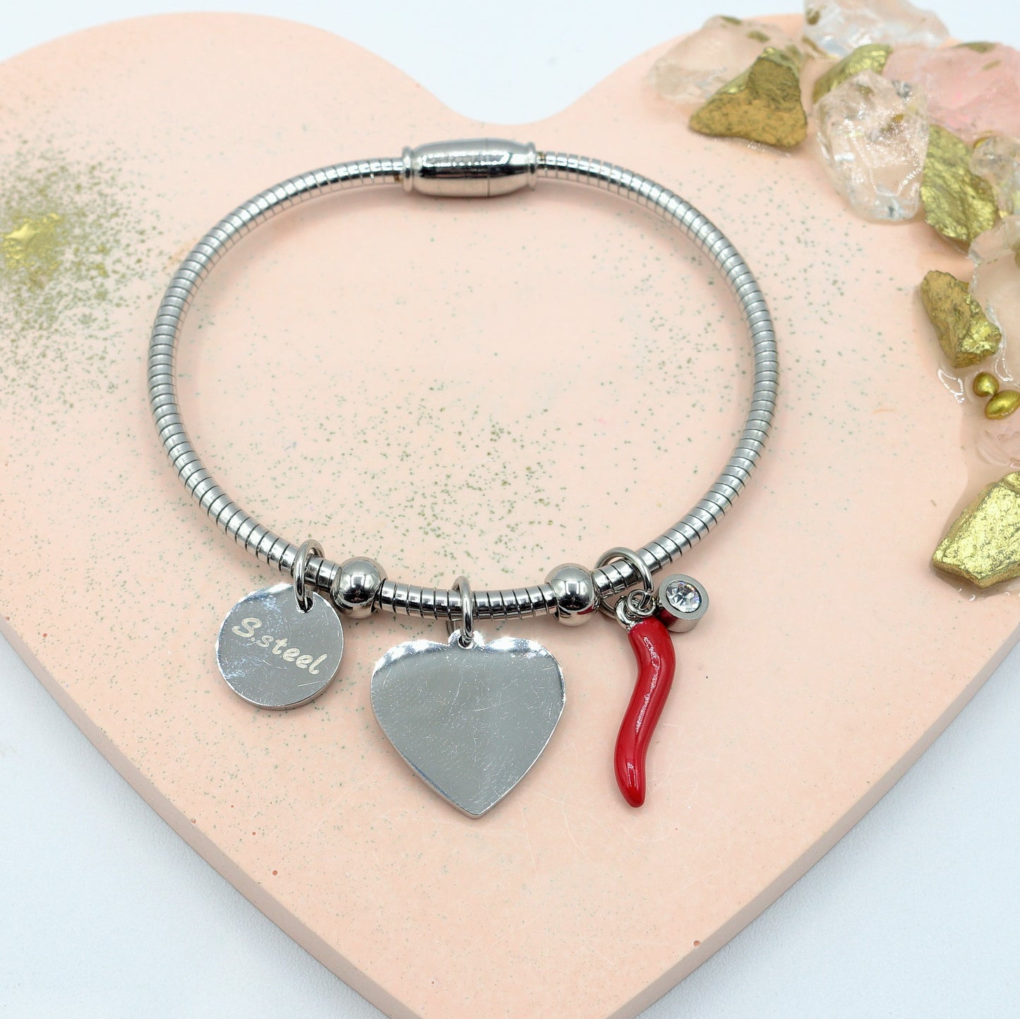 EMMA~ Bracciale magnetico con ciondoli in ACCIAIO INOSSIDABILE