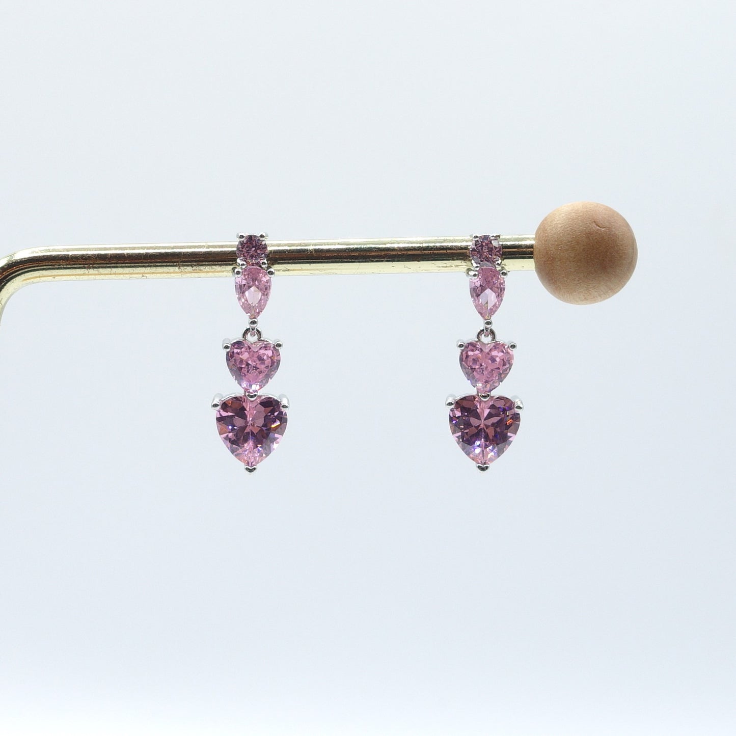 CHERIE - tiny - Orecchini pendenti in cubic zirconia a forma di cuore
