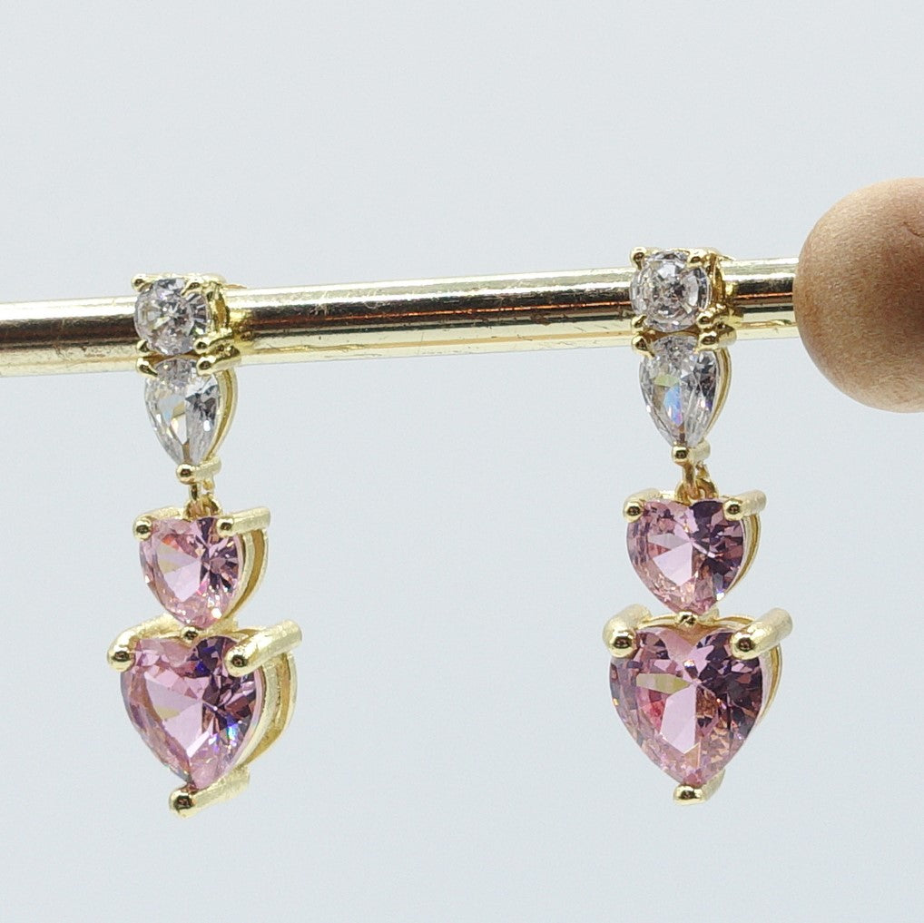 CHERIE - tiny - Orecchini pendenti in cubic zirconia a forma di cuore