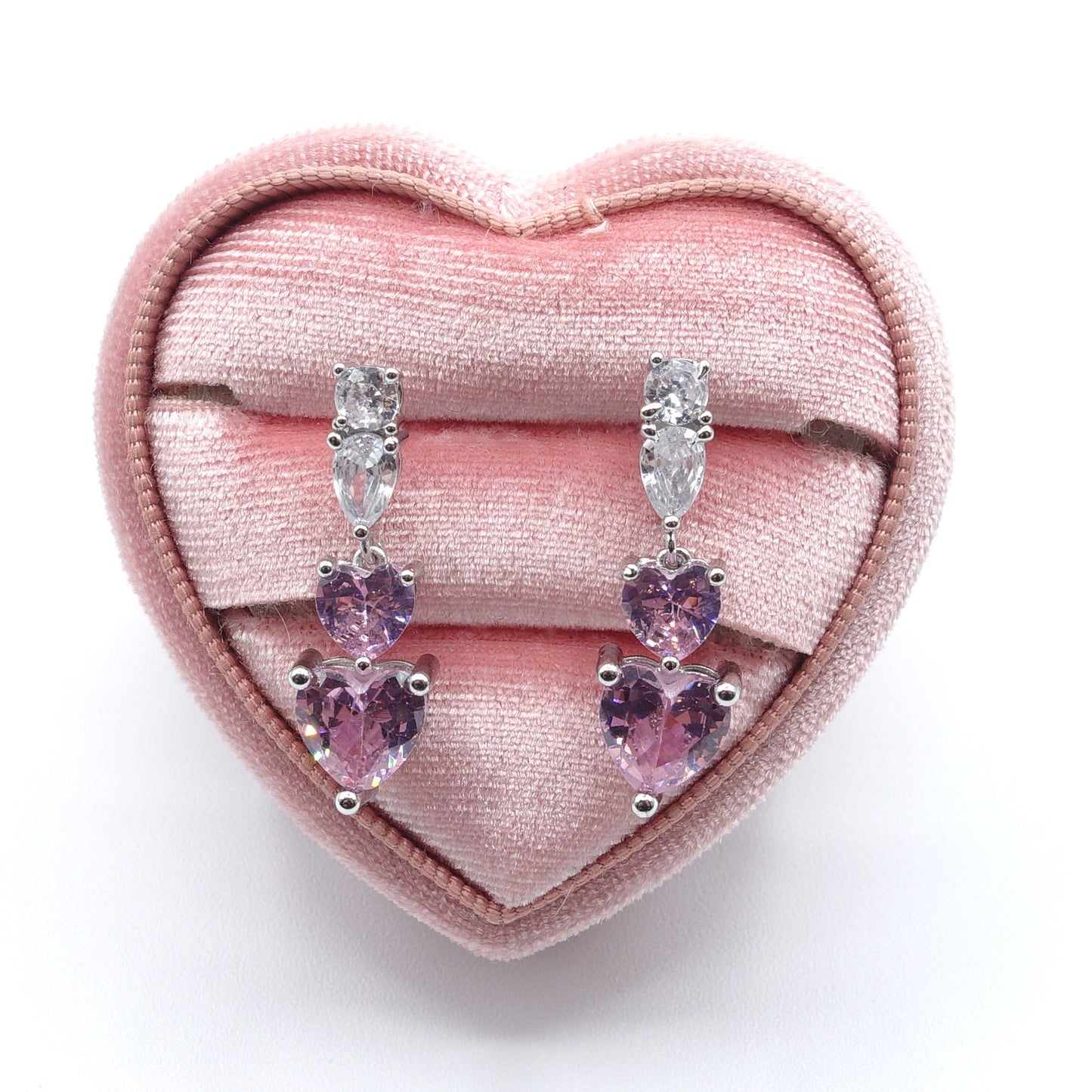 CHERIE - tiny - Orecchini pendenti in cubic zirconia a forma di cuore