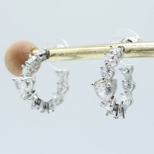 CHERIE - BIG heart - orecchini a cerchio con cubic zirconia a forma di cuore