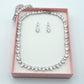 CHERIE-"THE SILVER SET"- 3 PCS- zirconia necklace+zirconia pendants earrings+zirconia tennis bracelet