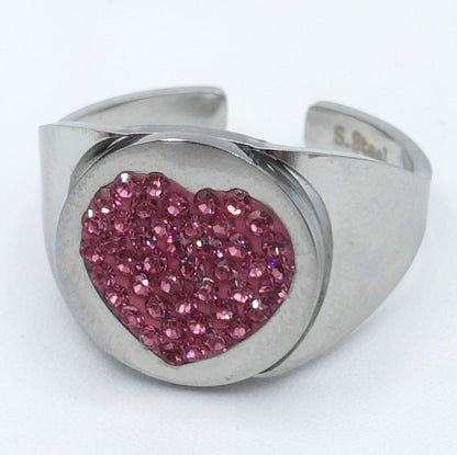 GEMMA ~ chevalier Stainless Steel heart ring-Adjustable size