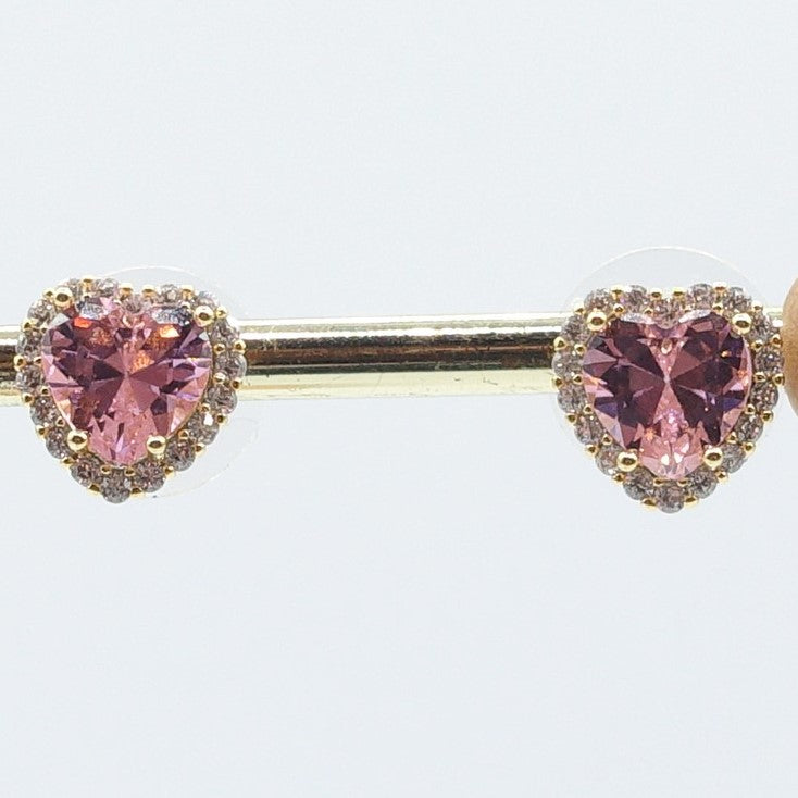 DIANA ~Orecchini a bottone con cubic zirconia a forma di cuore