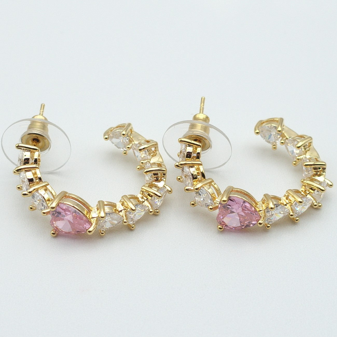 CHERIE - BIG heart - orecchini a cerchio con cubic zirconia a forma di cuore