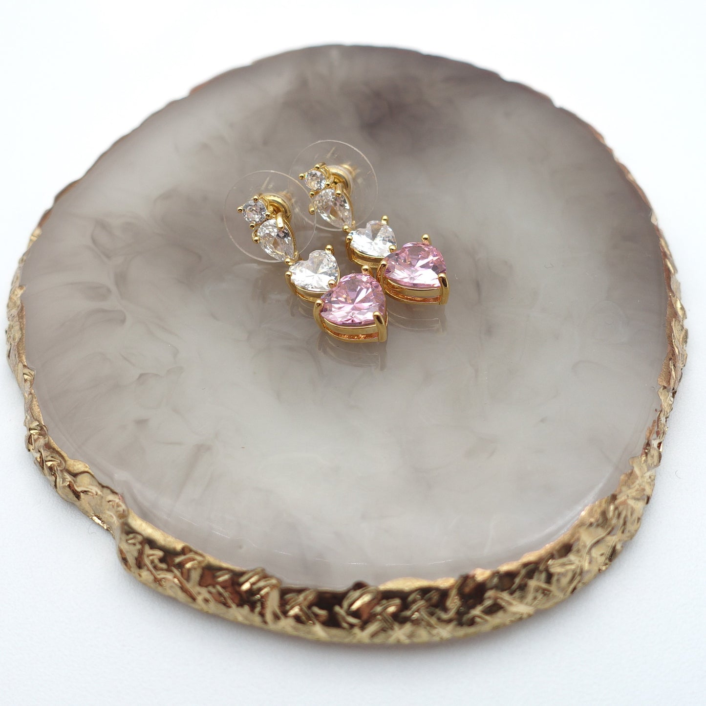 CHERIE - tiny - Orecchini pendenti in cubic zirconia a forma di cuore
